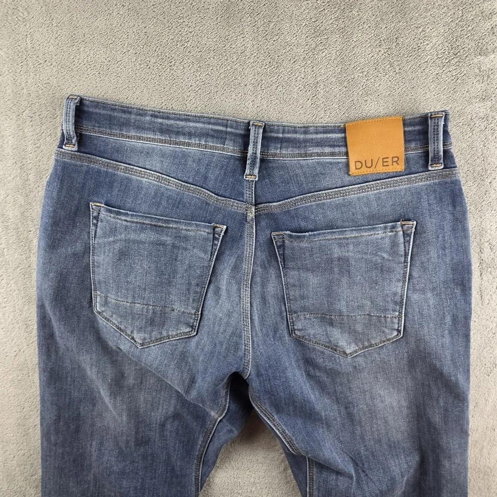 DUER L2X Relaxed Taper Jeans Med Wash Denim Cotton Blend 5-Pocket Mens 33X31
